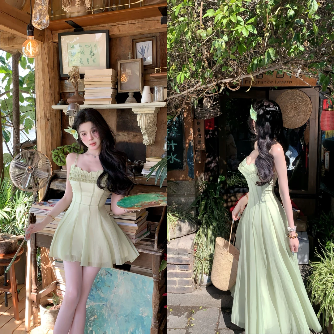 天鹅er 【绿野仙踪】夏季气质小众法式甜美连衣裙E25Q0685+E25Q0689