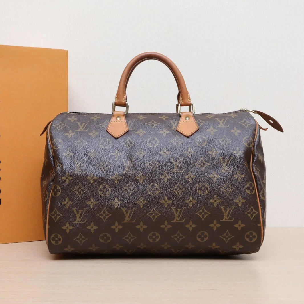 95新 LouisVuitton/路易威登 攀攀 Speedy 35 无肩带 老花