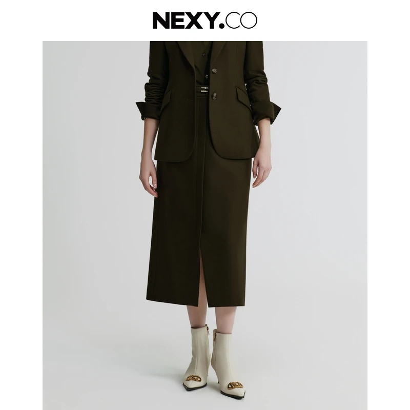 NEXY.CO/奈蔻半裙|绵羊毛【袁泉同款】百搭|早秋|美利奴|XW01552E4