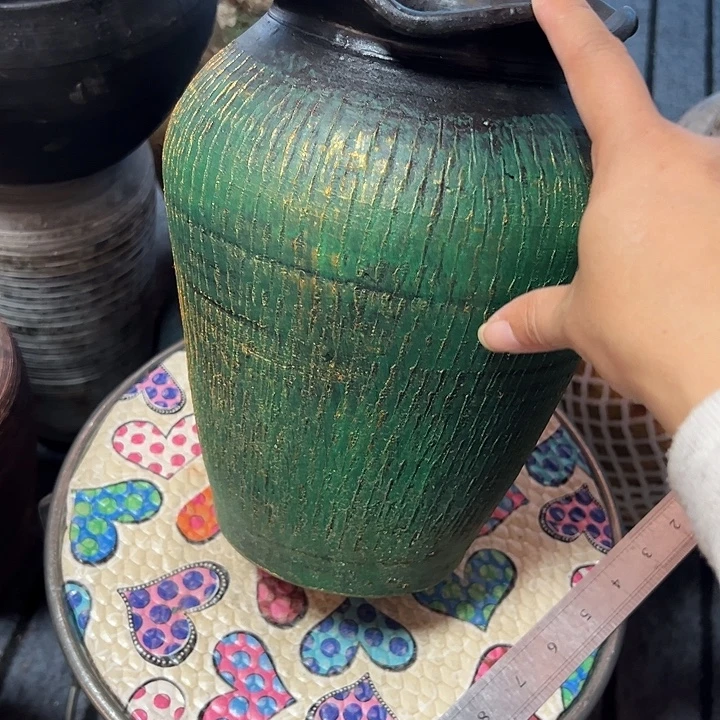 绿金花边高25口15带孔