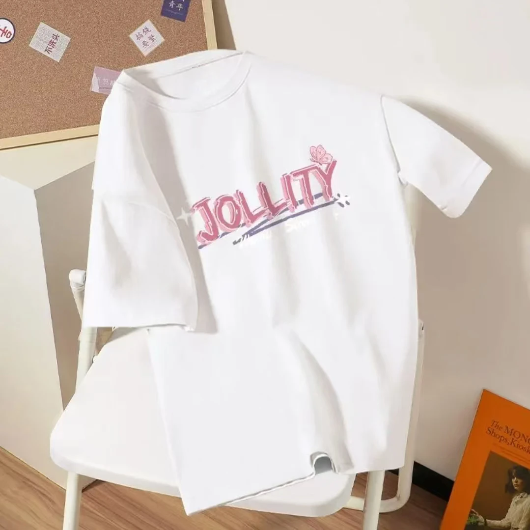 2025新款潮牌印花女款百搭韩版夏季显瘦休闲圆领女士T恤时尚半袖A