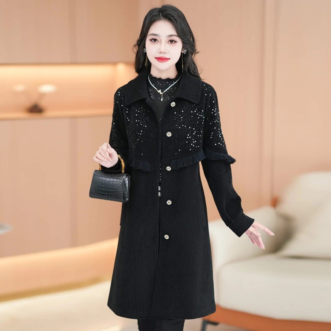 【星晴名品】2025年早春新款气质中长款外套女减龄修身显瘦大