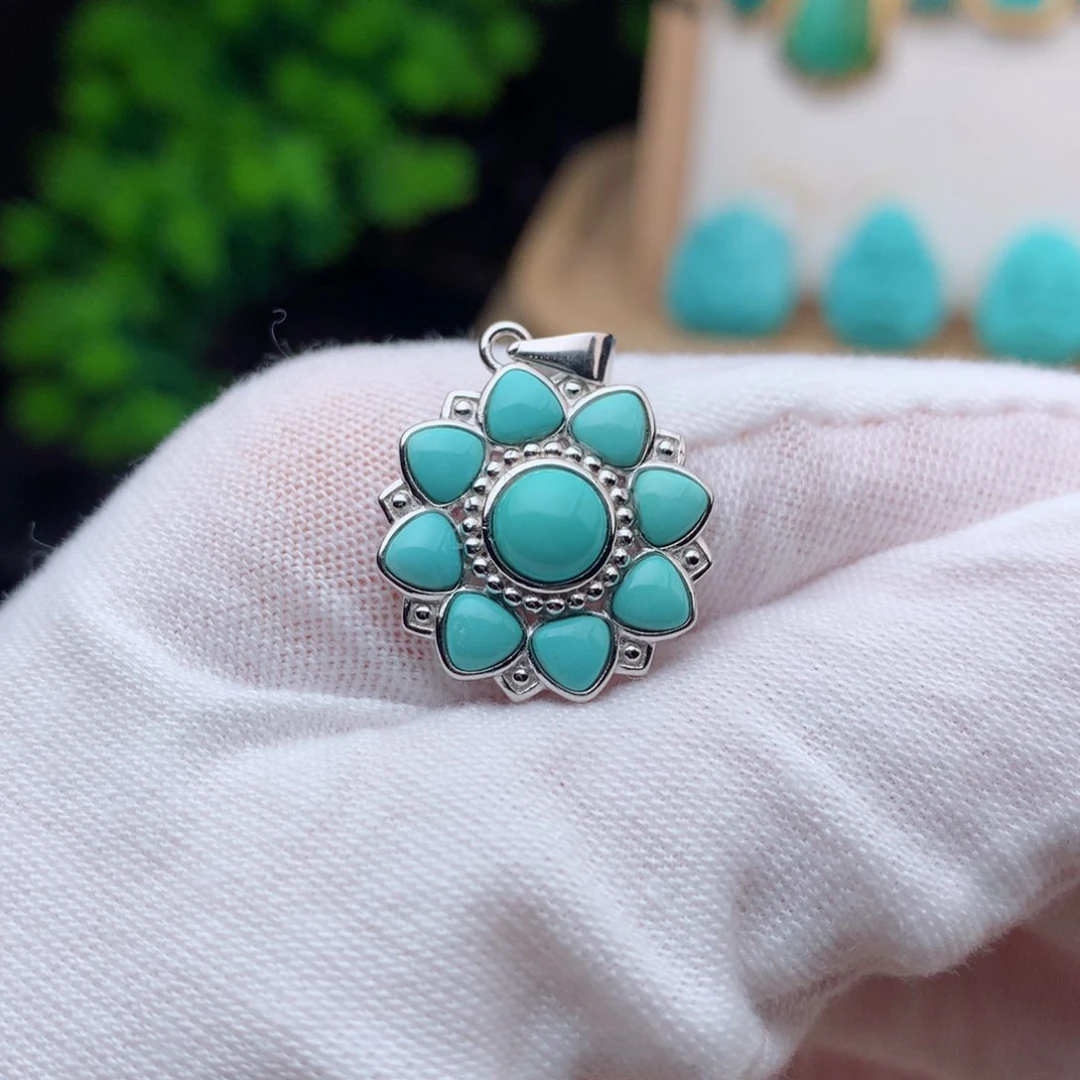 绿松石珠宝奇石银S925镶嵌