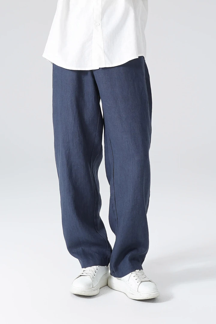 【100亚麻】男士夏季薄款宽松直筒亚麻潮流韩版百搭休闲裤HM012