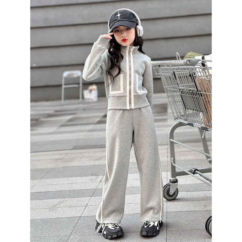 巴拉巴拉男孩女孩女童运动套装春秋季2025新款厚棉T卫裤女大童洋