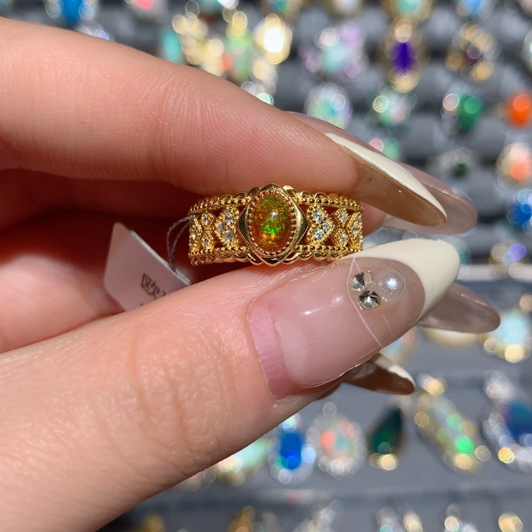 欧泊福利戒指w银S925镶嵌