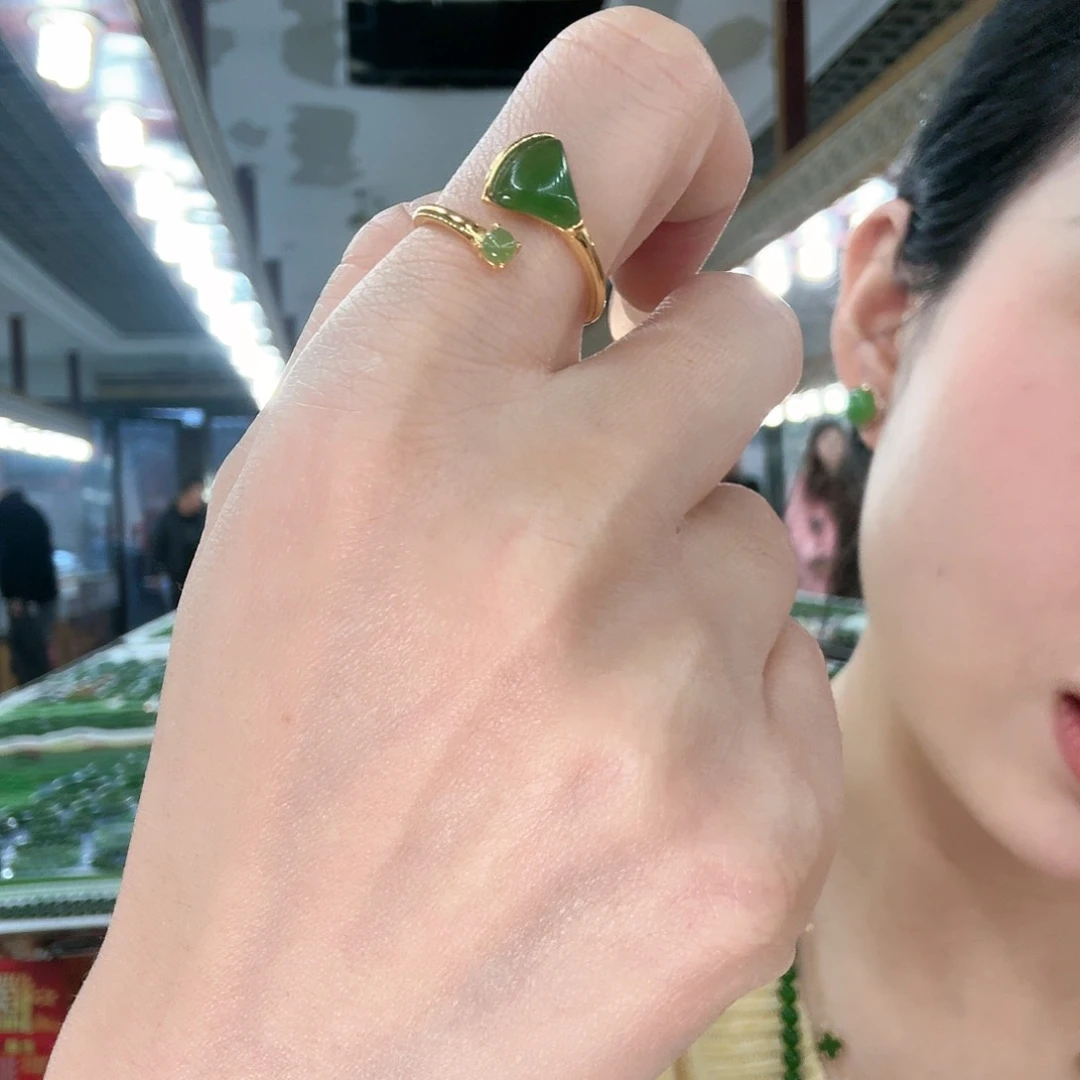 和田玉戒指银S925镶嵌