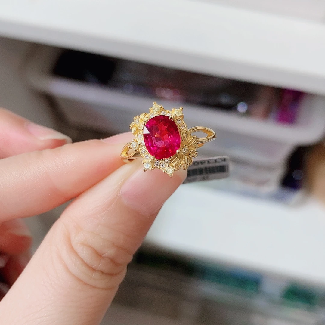 银S925镶嵌戒指碧玺