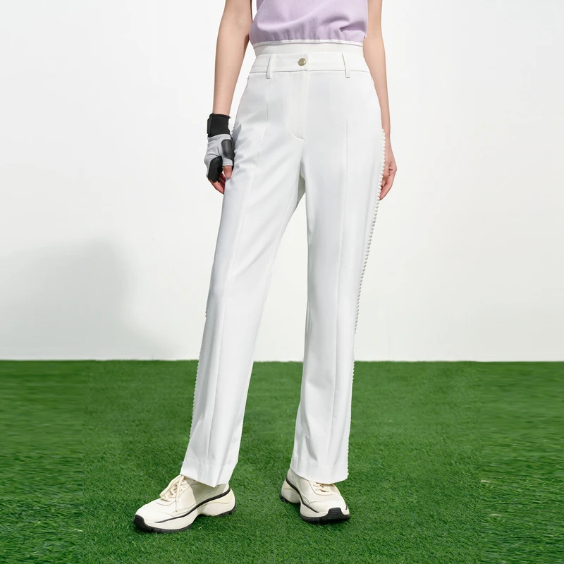 EP雅莹2025新款 白色设计感休闲百搭直筒长裤6479A