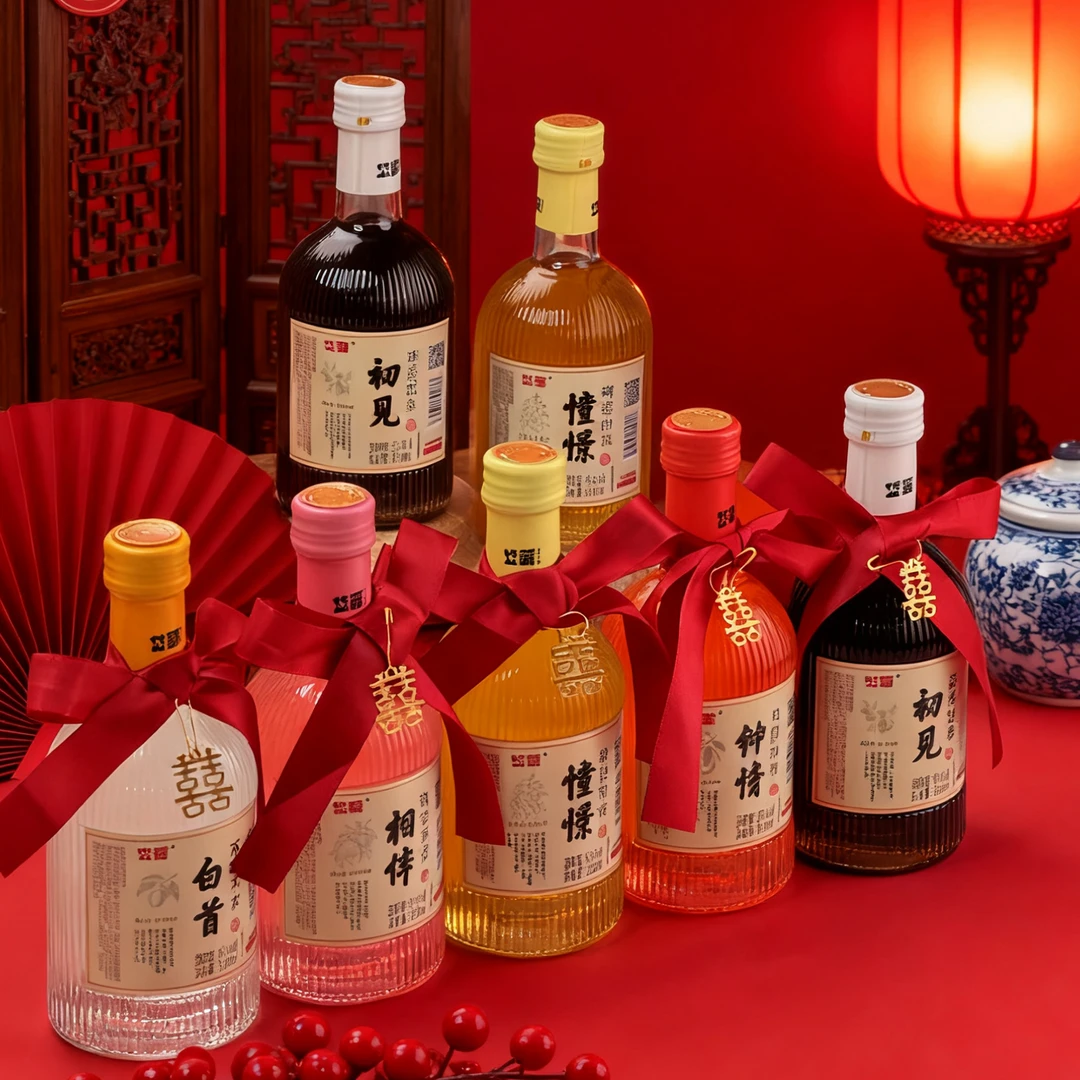 女士微醺果酒伴手礼摆台酒桃子酒青梅酒白首荔枝酒摆台订婚酒