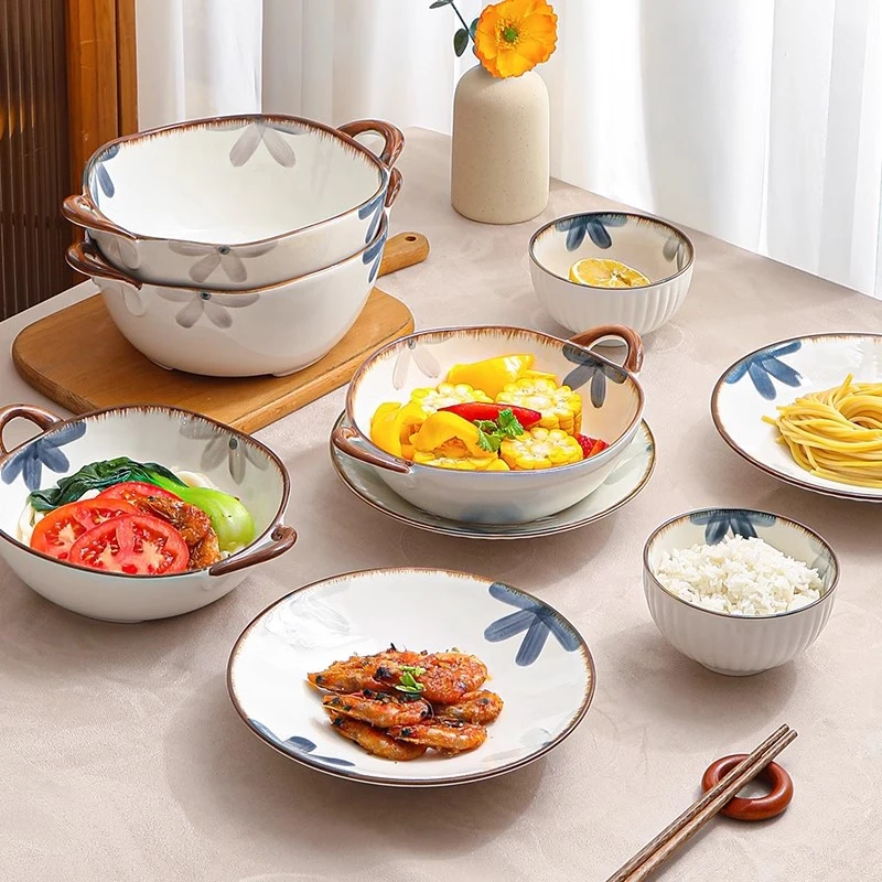 wuxin屋新墨蓝高颜值厨具碗盘餐具乔迁新居网红陶瓷汤碗家庭用