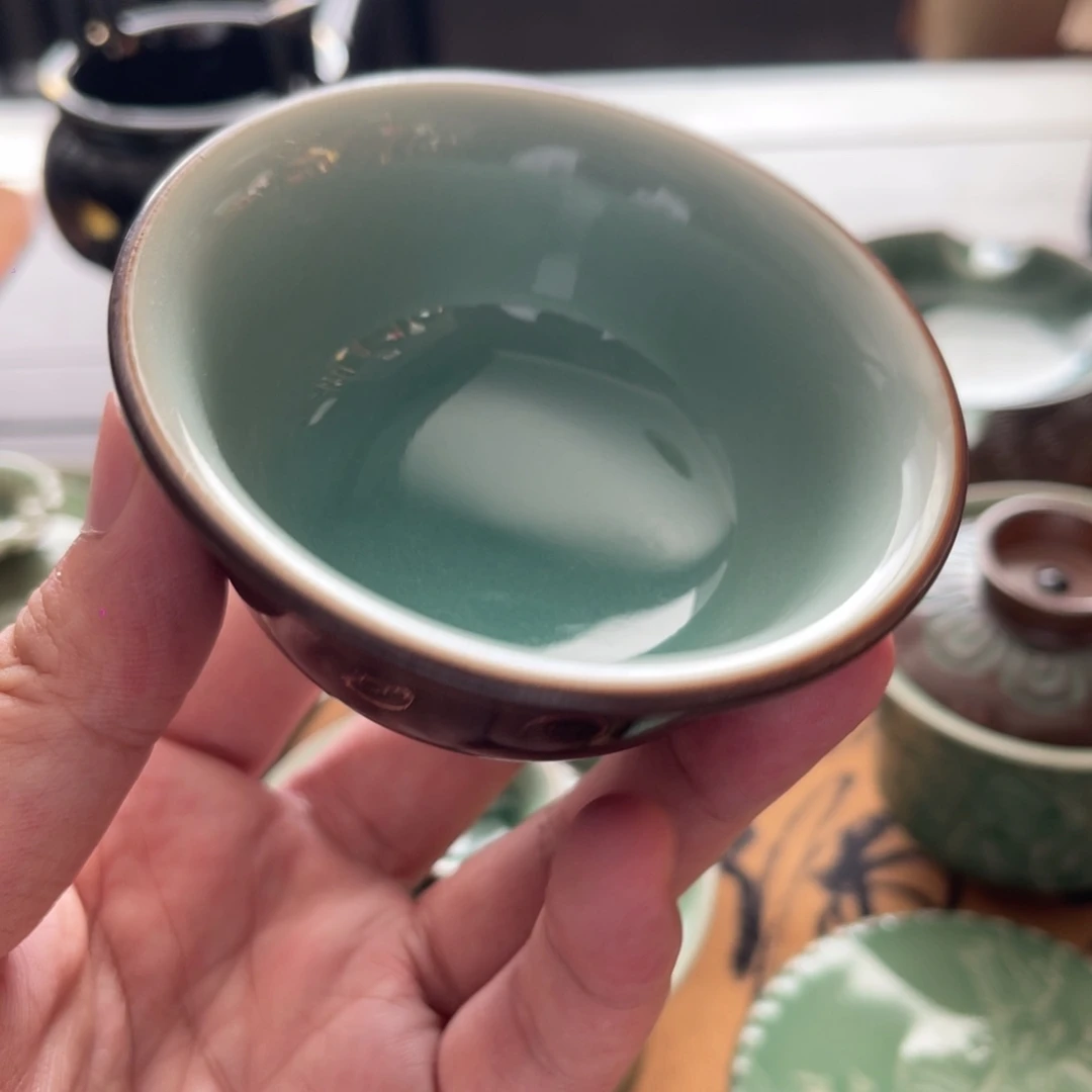手工艺品琉璃龙泉青瓷杯子