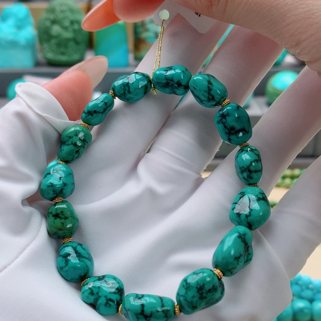 绿松石18K金镶嵌珠宝奇石