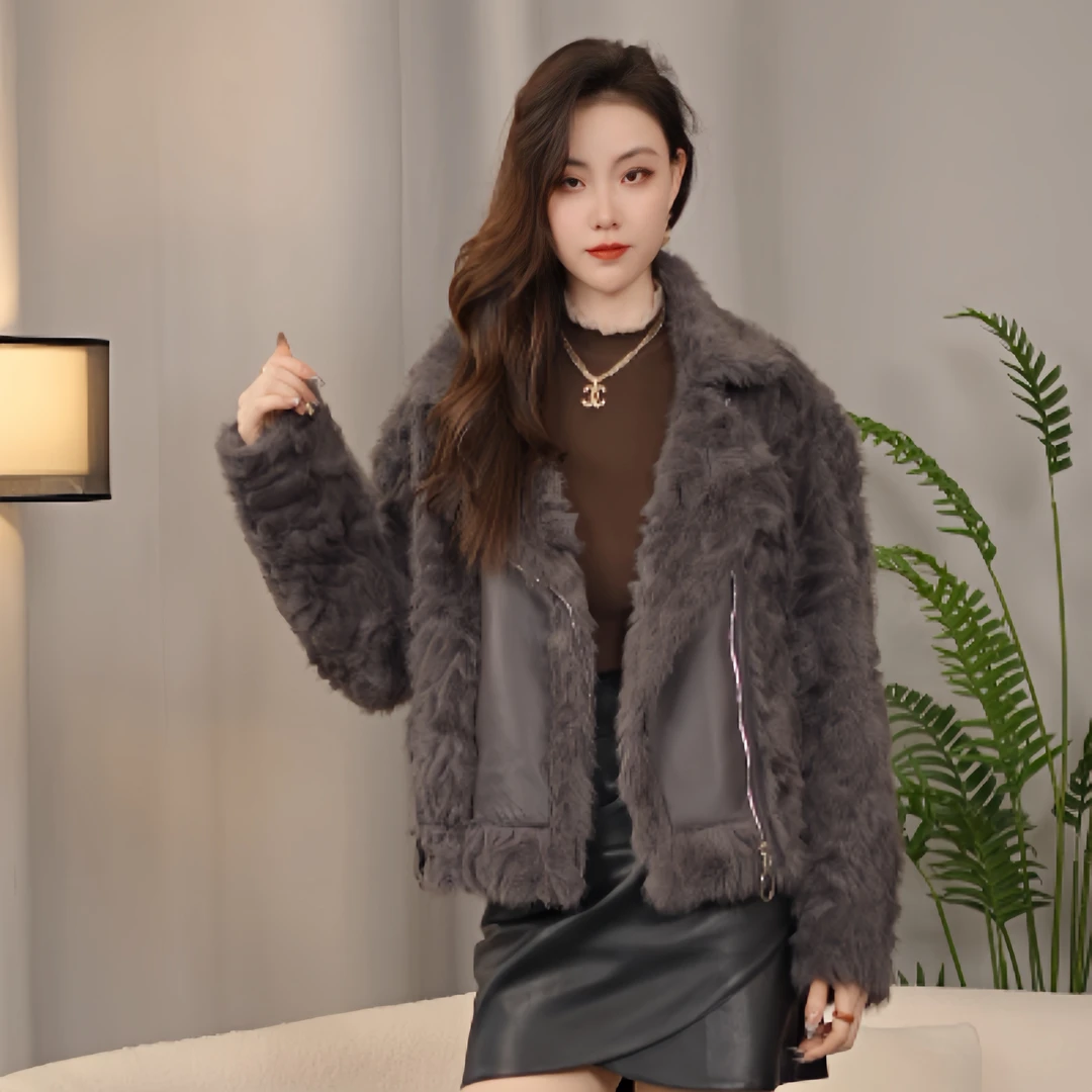 新款8078拉链款时尚翻领女士短款外套保暖显瘦宽松bo-