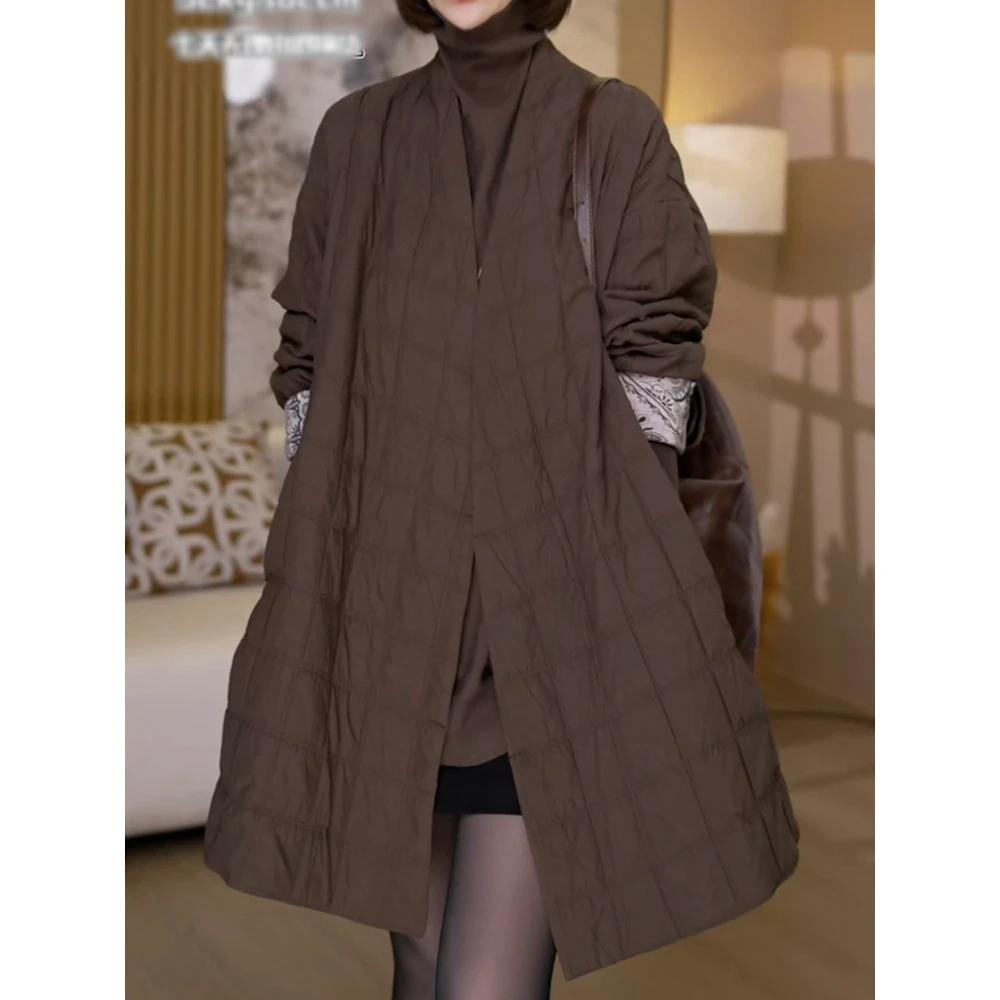 时尚高级感美拉德保暖棉服女2025秋季新款中长款遮肉显瘦棉衣外套