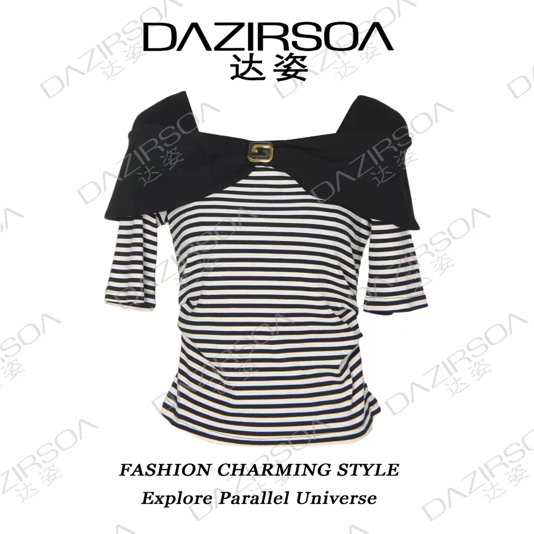 DAZIRSOA/达姿时尚露肩修身气质上衣 P863