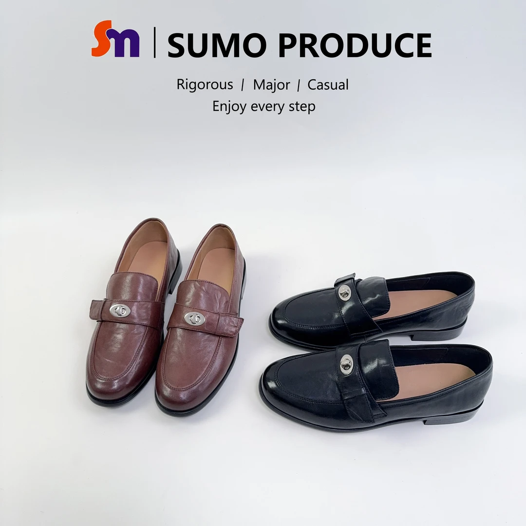 素陌小皮鞋女2025新款乐福鞋百搭平底单鞋港风复古单鞋6638-8