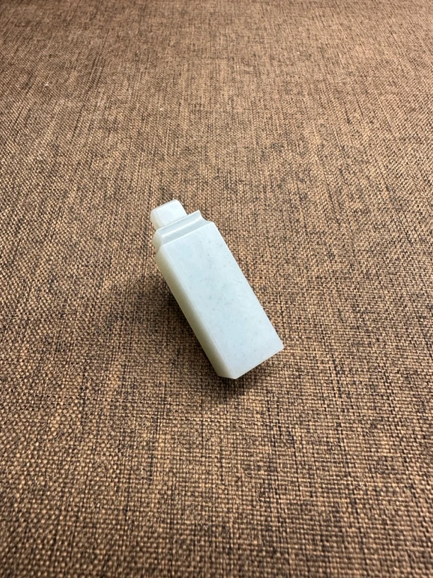 和田玉新疆点墨青花山料手工雕刻方形细长条印章文化器物挂件配饰