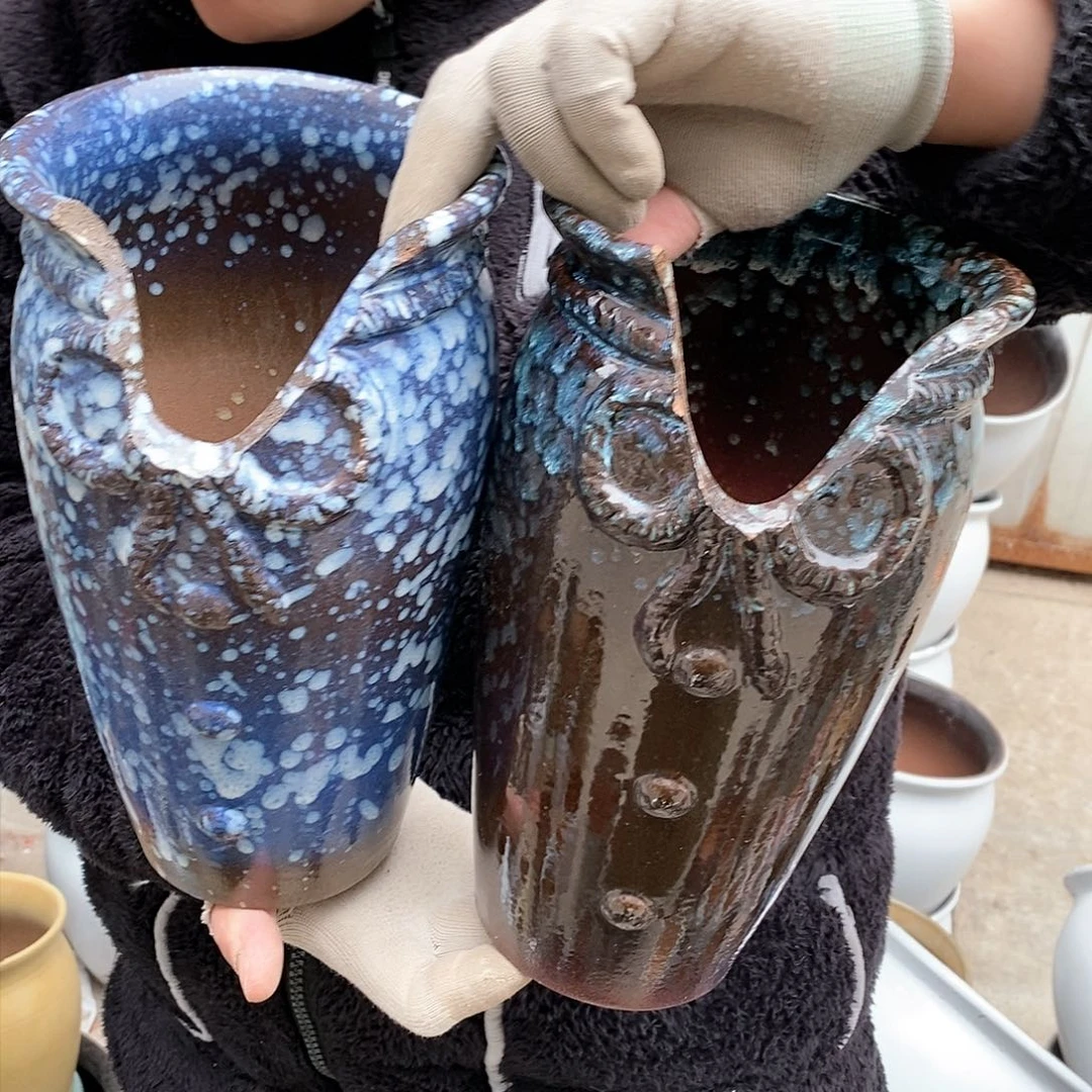 紫砂花盆瑕疵口14高25