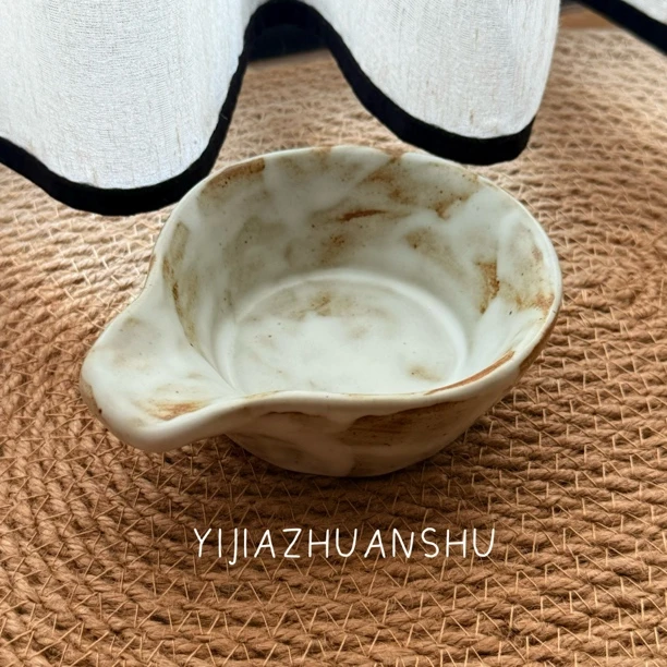 流云单炳味碟酱料碟油醋碟中古风做旧手作有柄味碟