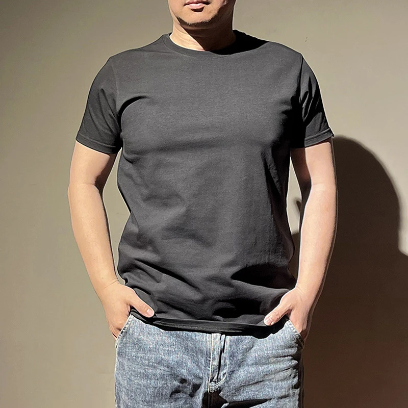 加工休闲圆领短袖T恤男防静电不起球抗褶皱32支氨纶220g新疆棉短T