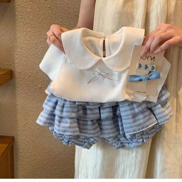 女童可爱甜美两件套2025新款夏装T恤小童女宝宝短袖短裤jk洋气