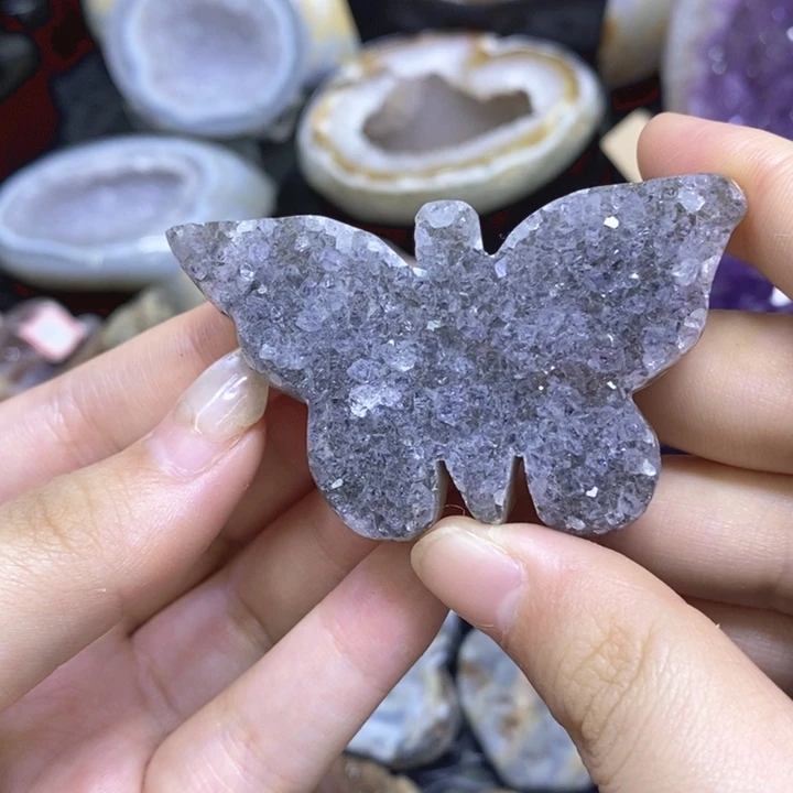 水晶珠宝半成品未镶嵌彩晶蝴蝶