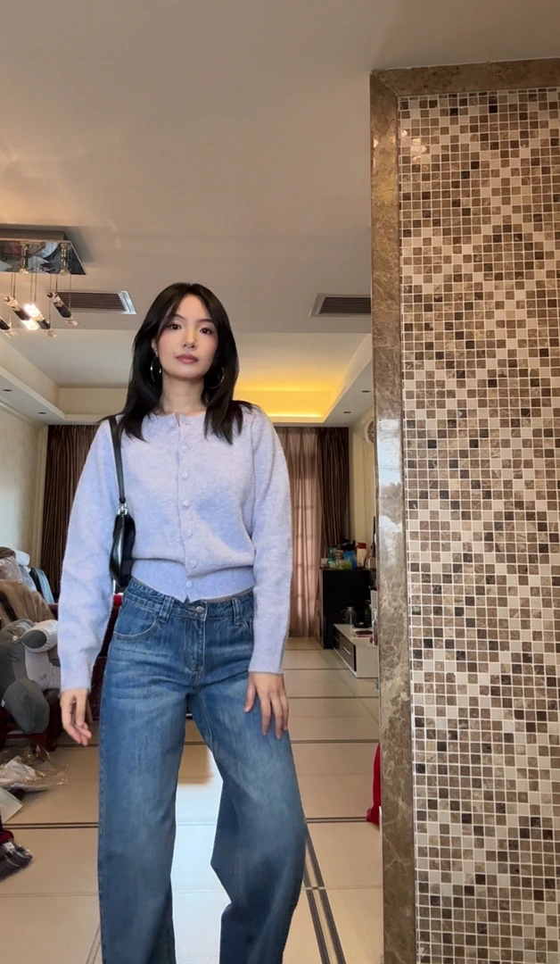 WX 高腰开衫毛衣收腰显瘦有厚度毛衫