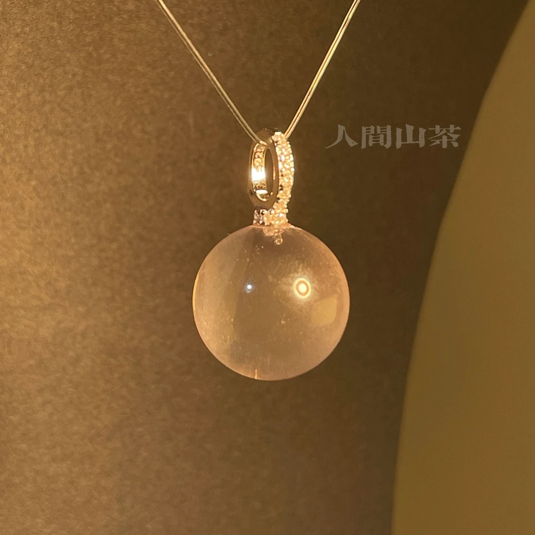 人间山茶 A1-2195 粉水晶吊坠