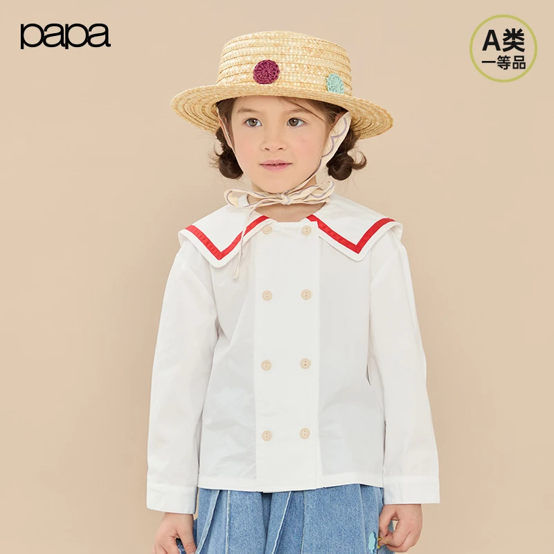 【线下清柜】papa爬爬儿童衬衫长袖宝宝娃娃领校园仪式感