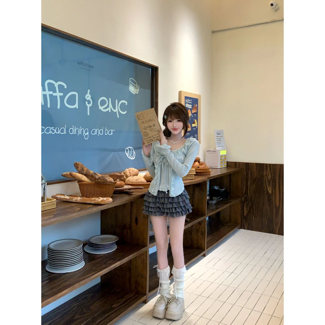 韩系少女 秋季纯欲风吊带背心短裙开衫 R9269-1D