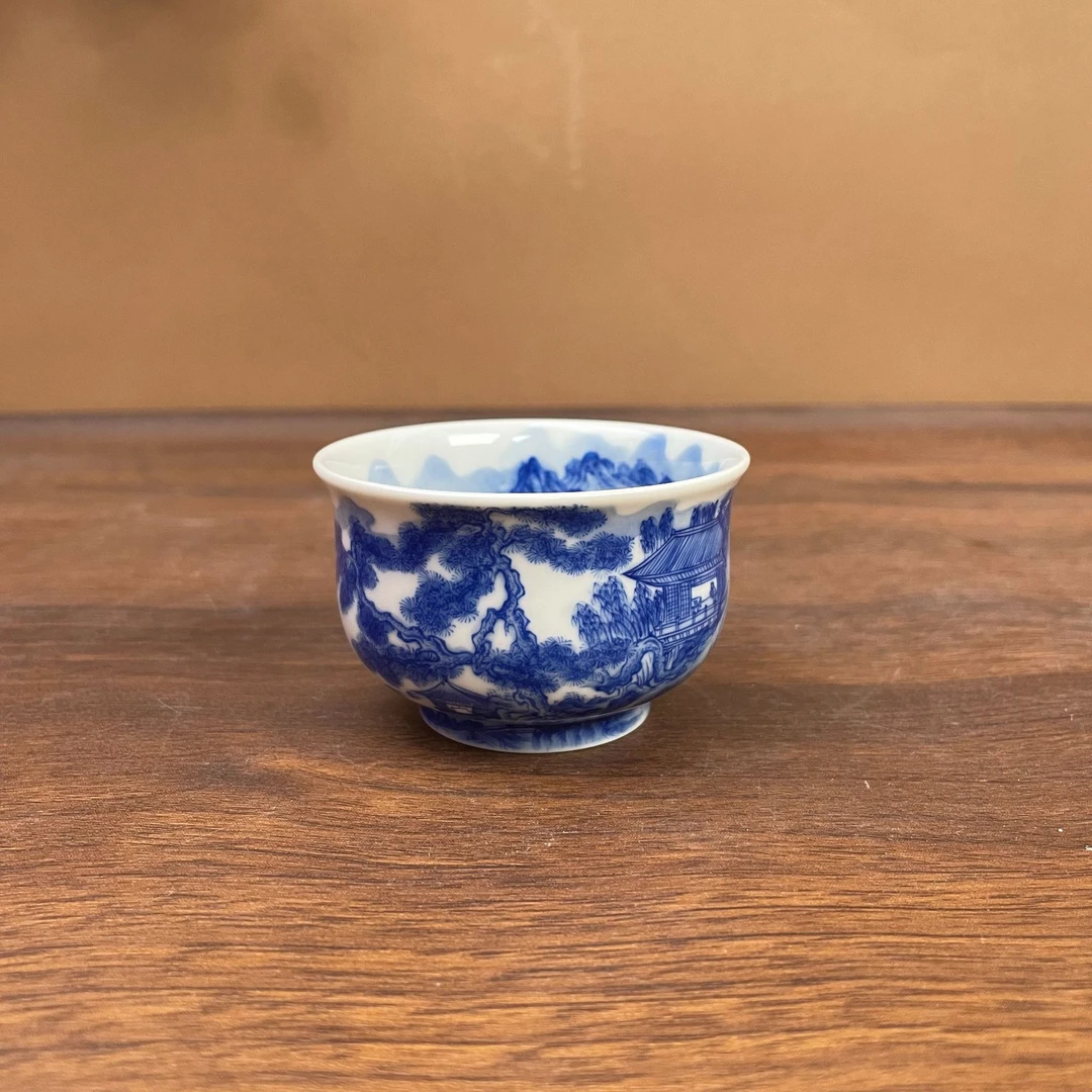 【九茗珍藏】山水小炉式杯60cc 手工手绘景德镇茶具