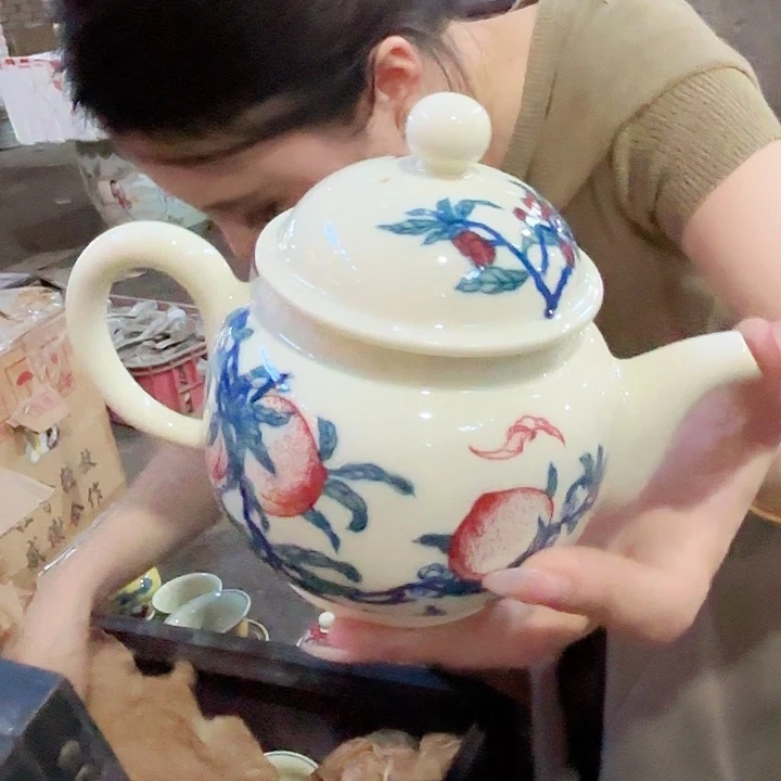 摆件景德镇高温陶瓷寿桃