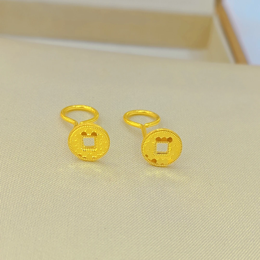足金999钱币时尚耳饰1.42g