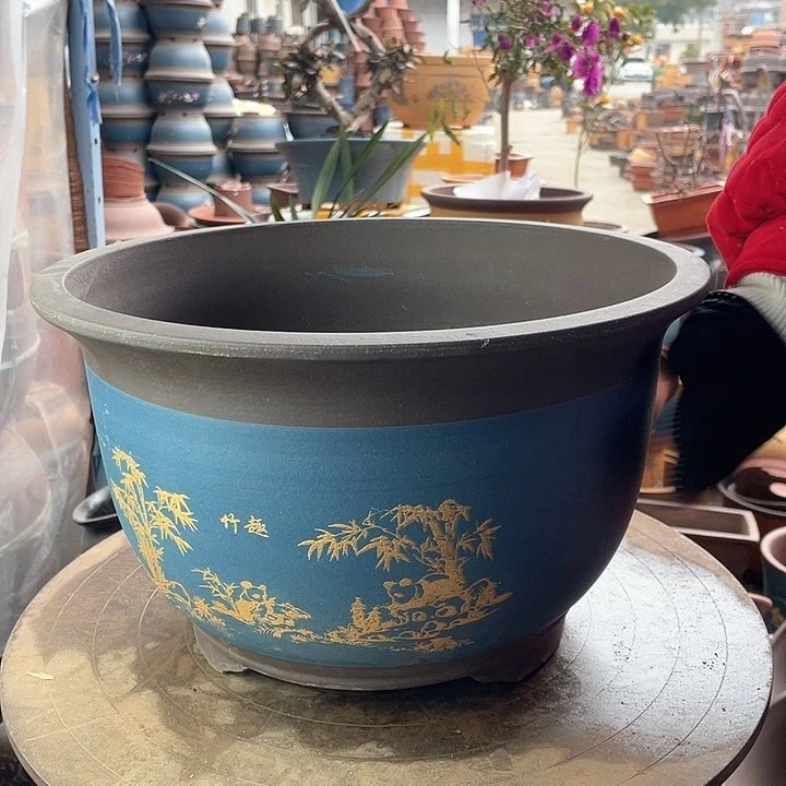 红陶宜兴紫砂蓝熊猫大