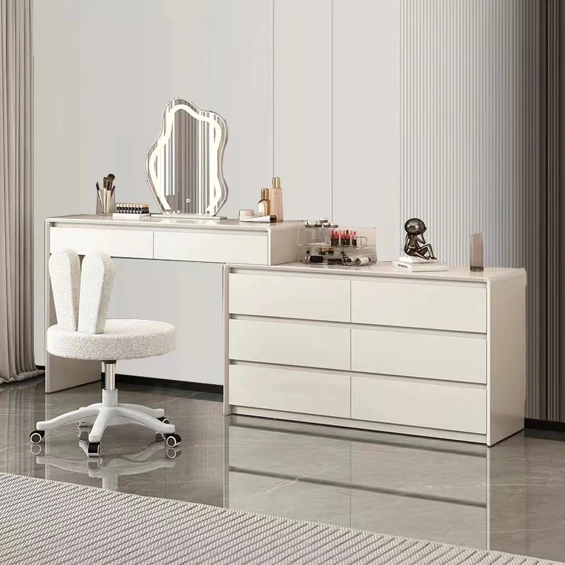 实木卧室梳妆台现代简约化妆台斗柜一体床尾收纳柜桌子组合化妆桌