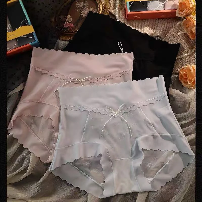 【伊家】超薄蕾丝高腰无痕舒适包臀内裤no退no换