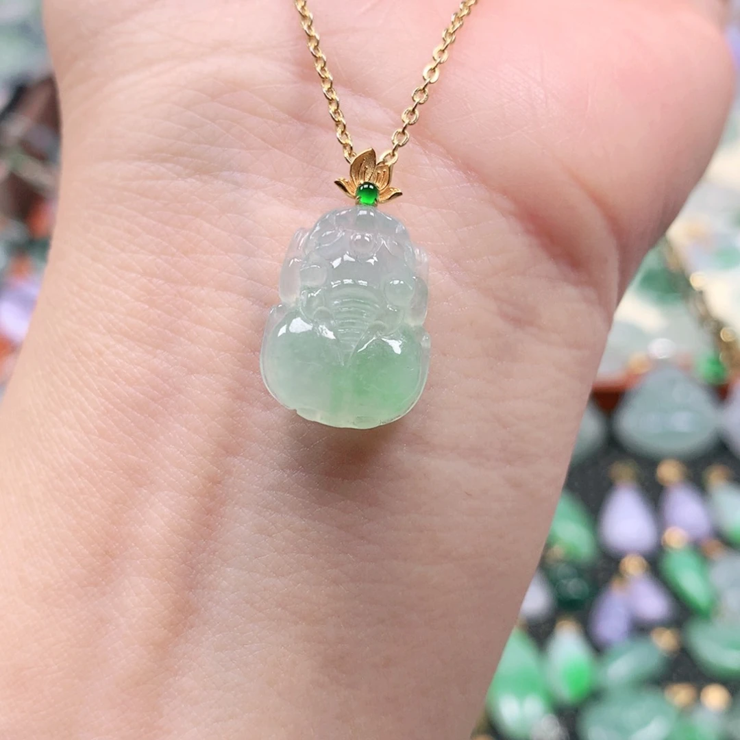 吊坠(不含链)18K金镶嵌翡翠