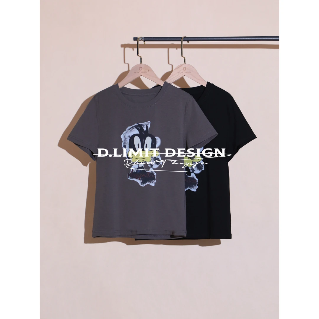 【D.Limit design】简约卡通唐老鸭印花休闲T恤DLCK626