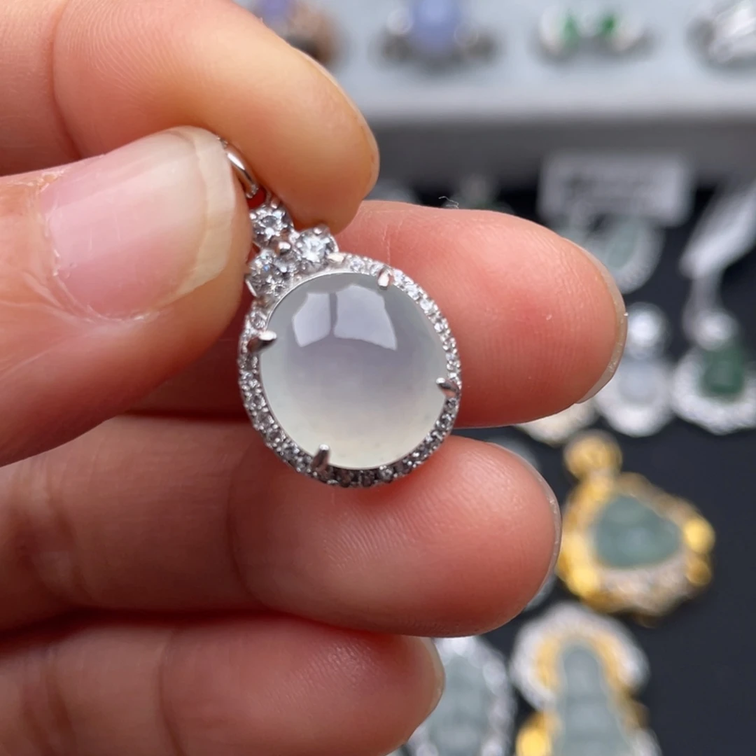 禅***心翡翠银S925镶嵌颈饰