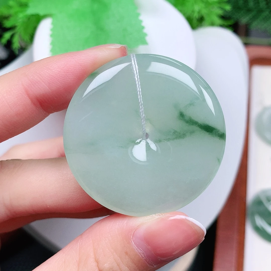 一***饭翡翠未镶嵌颈饰平安40-5.9