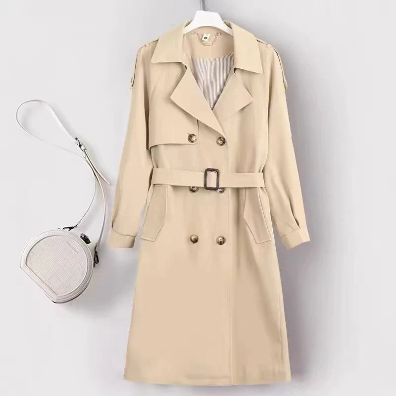 英伦风法式复古风衣外套中款时尚秋新款韩版宽松薄款气质大衣百搭