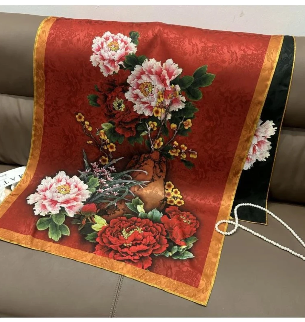 xys-380【春兰秋菊】提花花萝镂空 香韵纱180*70长巾