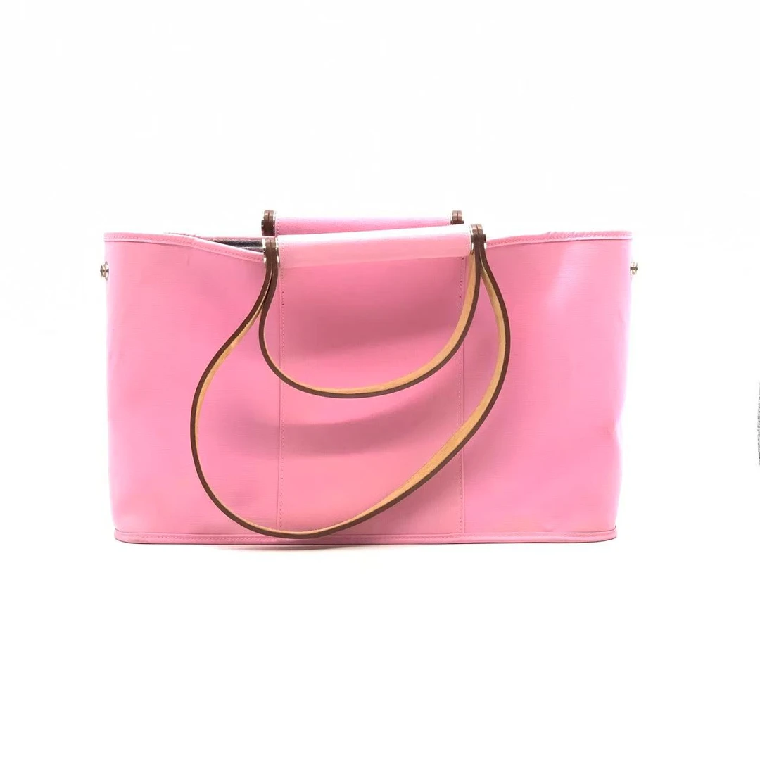 95新 Hermes/爱马仕 粉色横版herbag手提包/框N刻