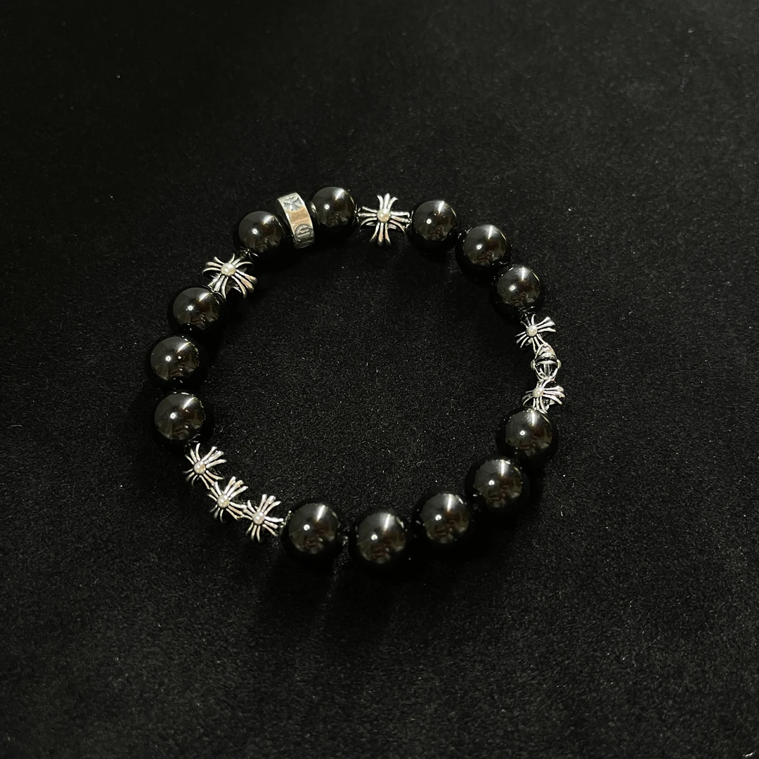 925银手链 A lone ranger原创轻奢童军花风格复古手链十字架手串