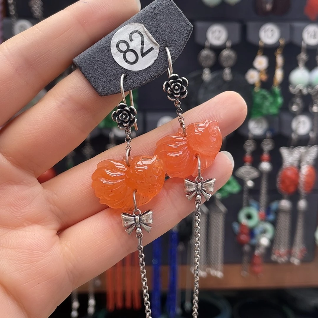 南红玛瑙耳饰银S925镶嵌?**?644thjhyyh