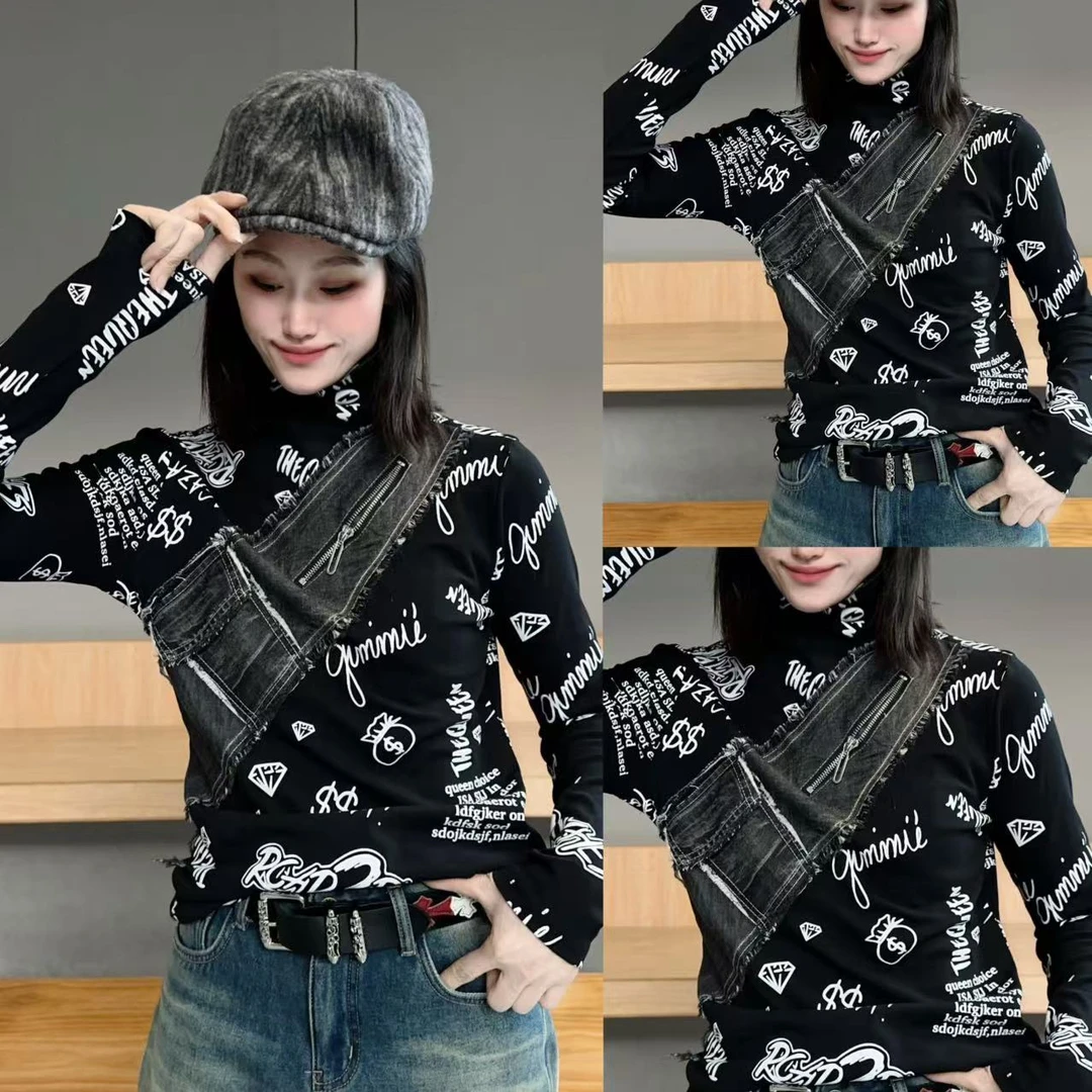 【YJ·高定】2025早春新款设计感撞色拼接刺绣百搭小衫女  YY1772