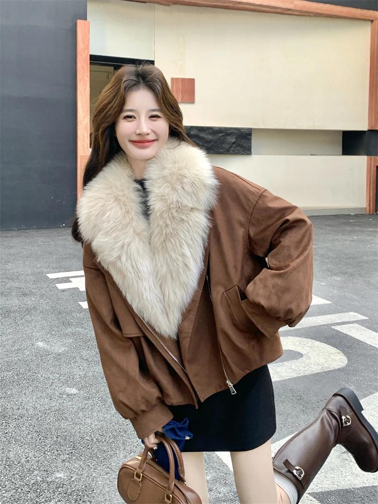 韩系美拉德大毛绒翻领派克棉衣棉服外套女冬2025新款今年流行棉袄