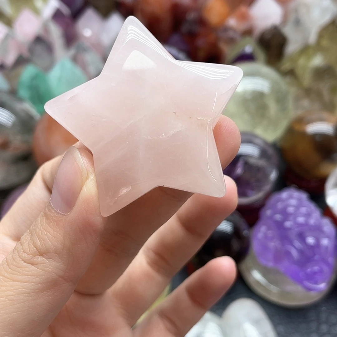 发晶珠宝半成品未镶嵌52粉晶五角星