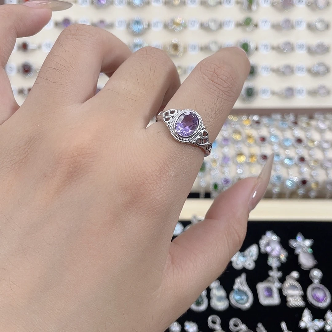 银S925镶嵌戒指紫晶
